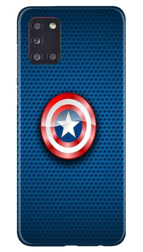 Captain America Shield Mobile Back Case for Samsung Galaxy A31 (Design - 253) Captain America Shield Case for Samsung Galaxy A31 (Design No. 253)