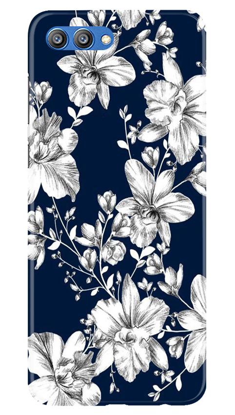 White flowers Blue Background Mobile Back Case for Honor View 10 (Design - 14) White flowers Blue Background Case for Honor View 10