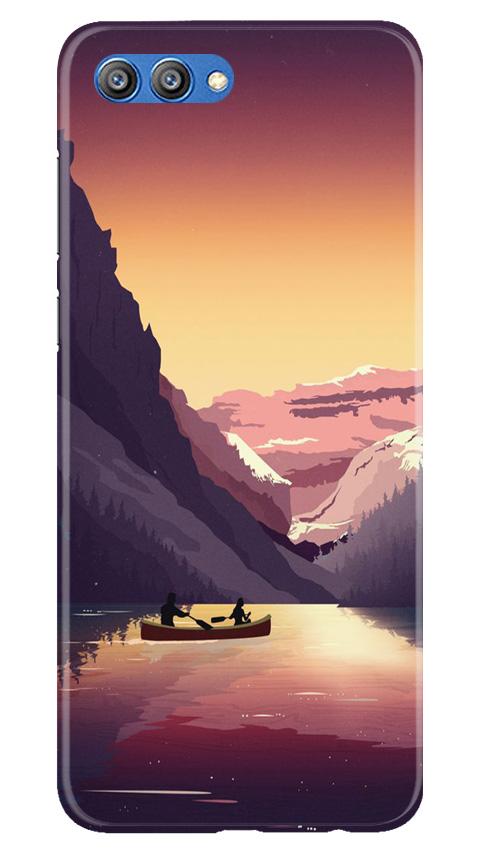 Mountains Boat Mobile Back Case for Honor View 10 (Design - 181) Mountains Boat Case for Honor View 10 (Design - 181)