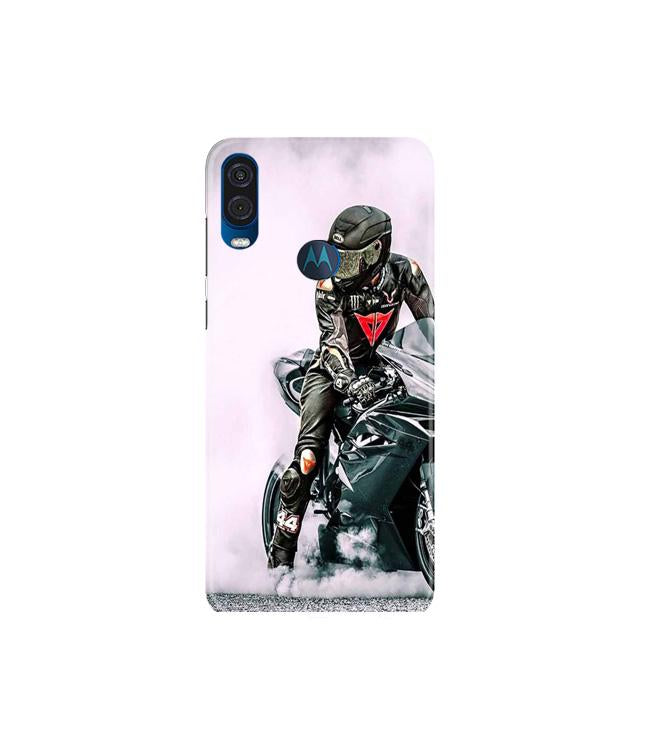 Biker Mobile Back Case for Moto One Vision (Design - 383) Biker Mobile Back Case for Moto One Vision (Design - 383)