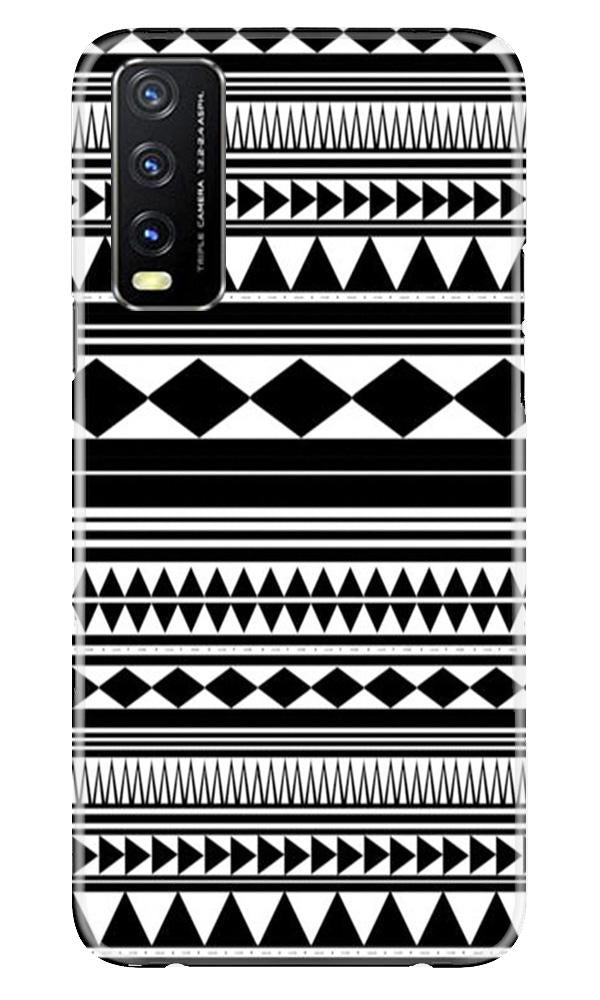 Black white Pattern Mobile Back Case for Vivo Y20 (Design - 5) Black white Pattern Case for Vivo Y20
