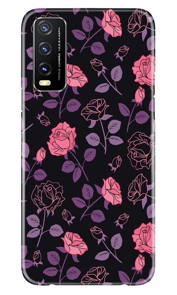 Rose Black Background Mobile Back Case for Vivo Y20i (Design - 27) Rose Black Background Case for Vivo Y20i