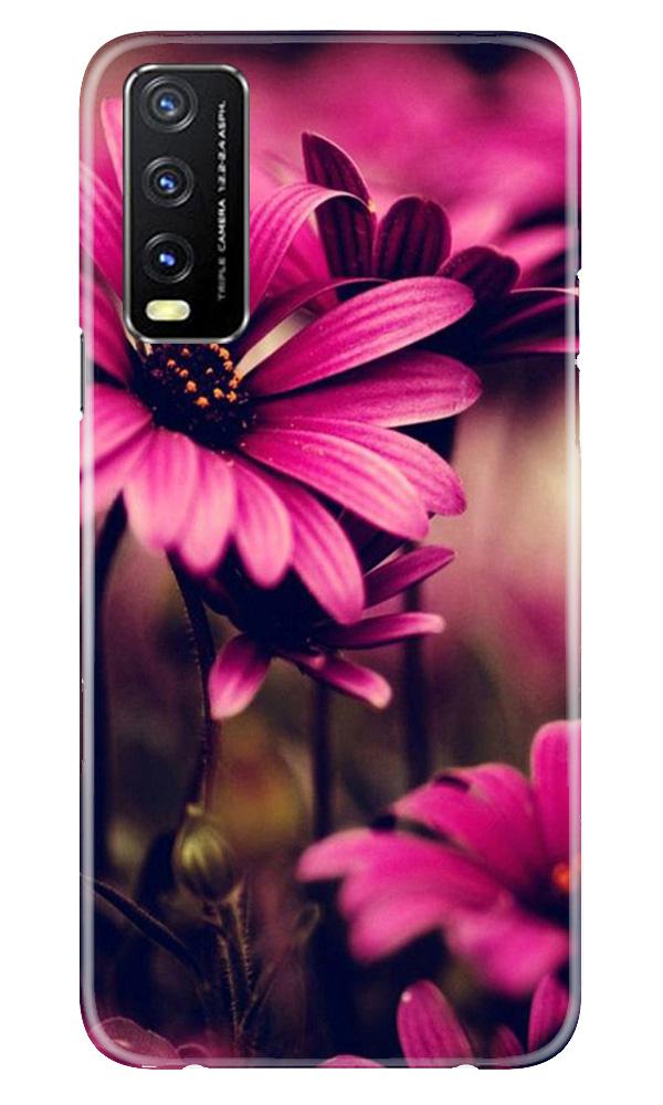 Purple Daisy Mobile Back Case for Vivo Y20 (Design - 65) Purple Daisy Case for Vivo Y20