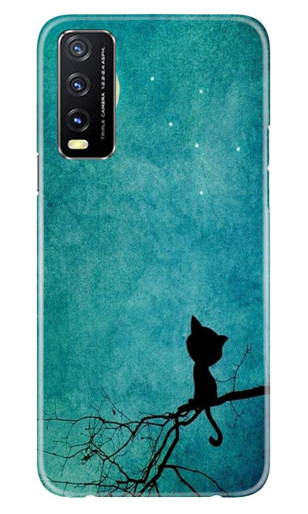 Moon cat Mobile Back Case for Vivo Y20 (Design - 70) Moon cat Case for Vivo Y20