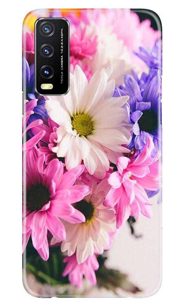 Coloful Daisy Mobile Back Case for Vivo Y20 (Design - 73) Coloful Daisy Case for Vivo Y20