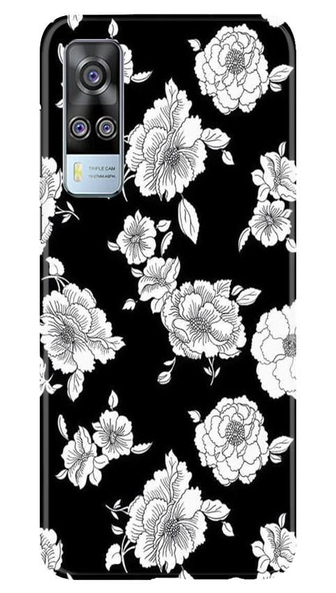 White flowers Black Background Mobile Back Case for Vivo Y51 (Design - 9) White flowers Black Background Case for Vivo Y51