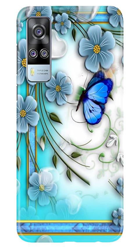Blue Butterfly Mobile Back Case for Vivo Y51A (Design - 21) Blue Butterfly Case for Vivo Y51A