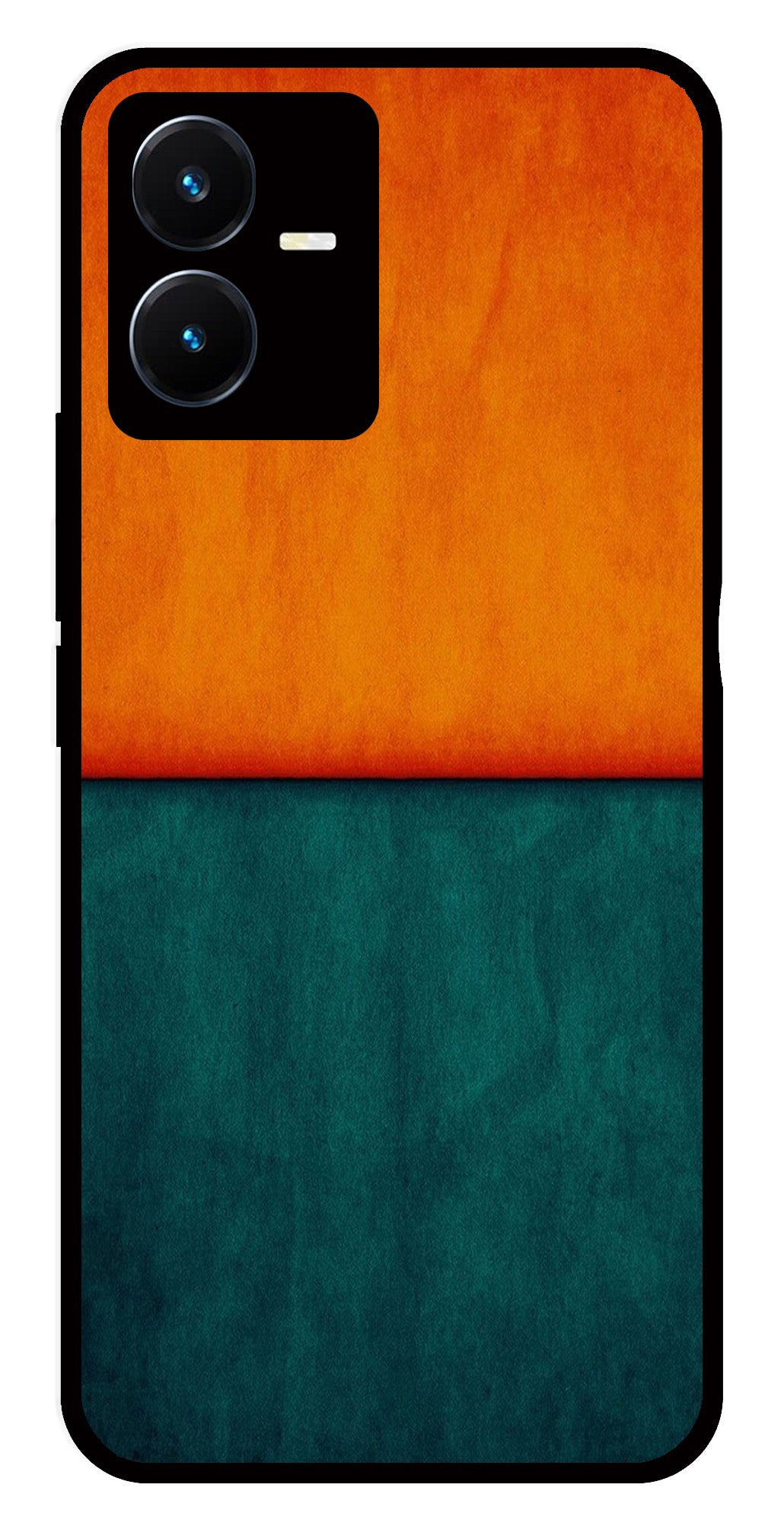Orange Green Pattern Metal Mobile Case for Vivo Y22s Orange Green Pattern Metal Mobile Case for Vivo Y22s (Design No -45)