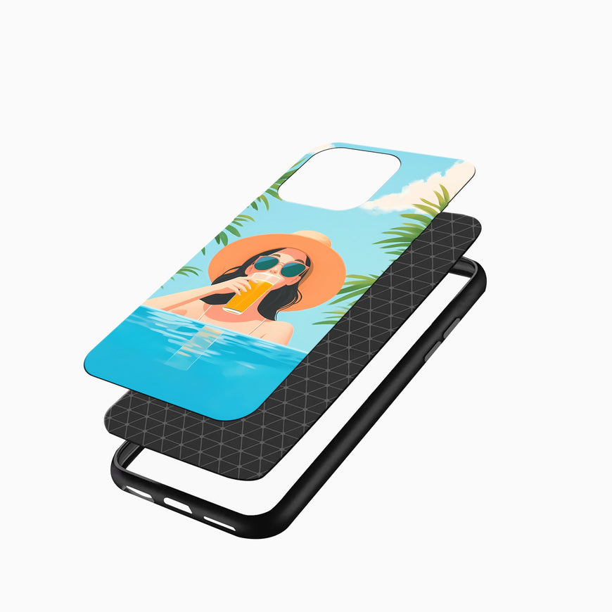 Summer Vibes Girl in Pool iphone cover