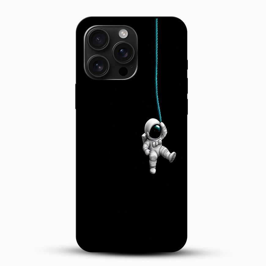 Minimal Hanging Astronaut Black Phone Case