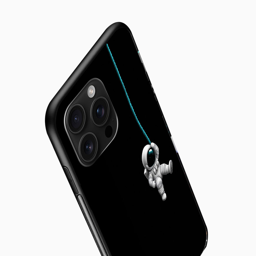 Minimal Hanging Astronaut Black mobile cover