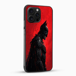 Phone case with Batman silhouette on a red background