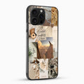 Phone case with collage design featuring nature and motivational phrases on a white background