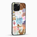 Phone case with motivational quotes and illustrations on a white background