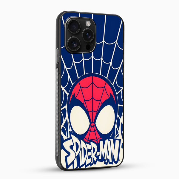 Phone case with Spider-Man design on a blue background