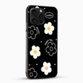 Phone case with floral design on a black background