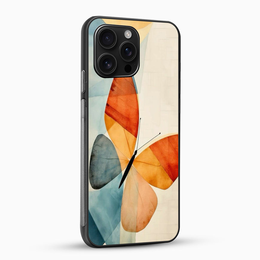 Phone case with a colorful butterfly design on a white background