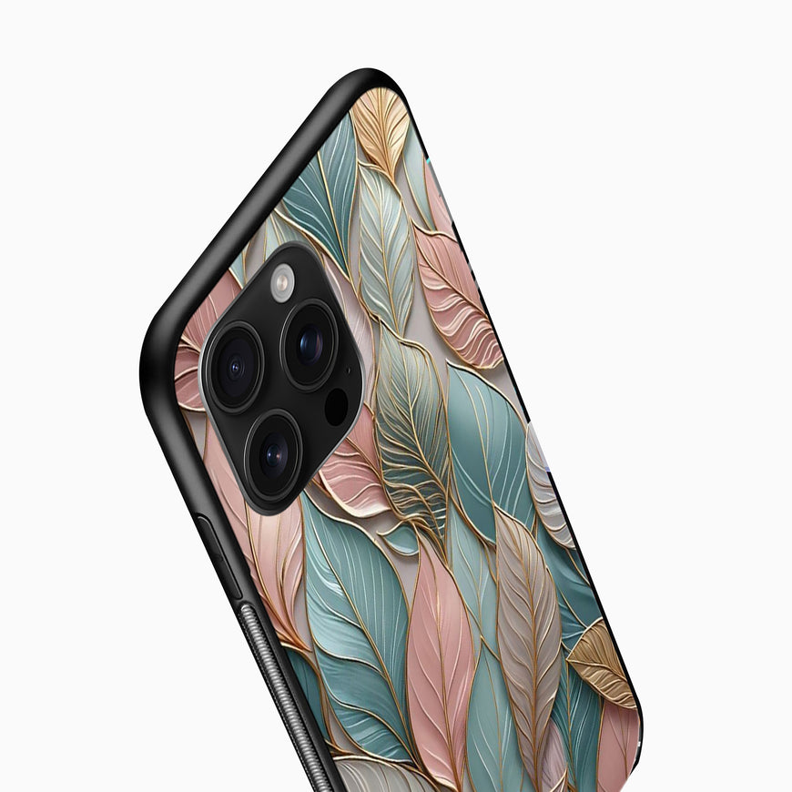 Teal Leaf Pattern Mobile cover