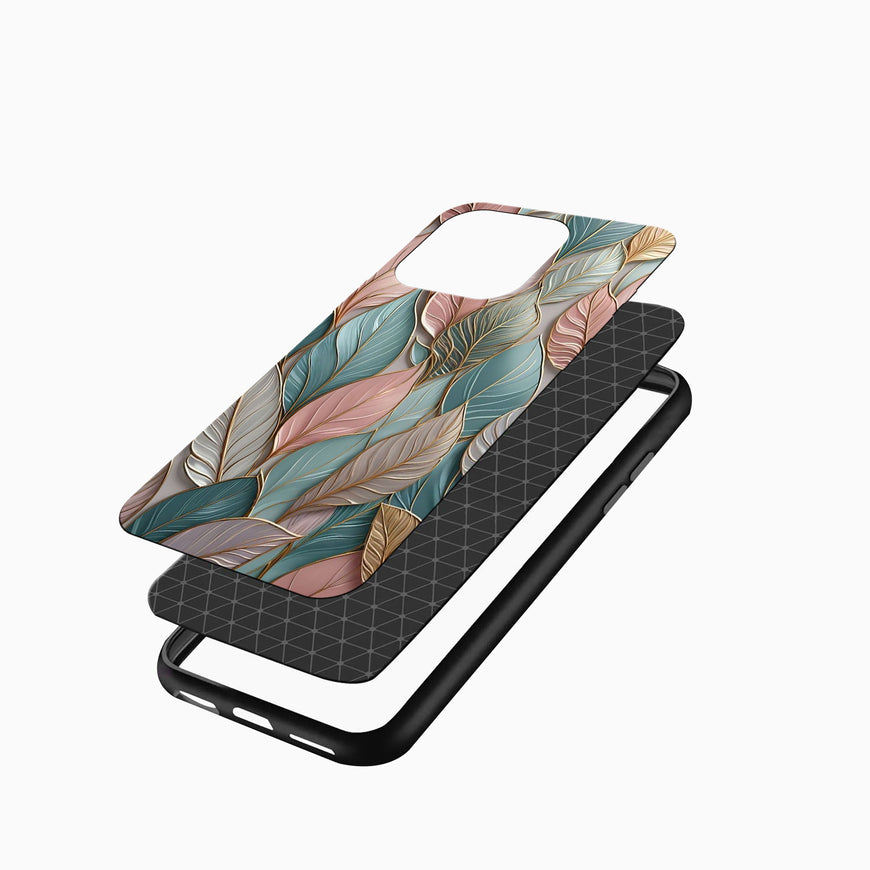 Teal Leaf Pattern iPhone cover