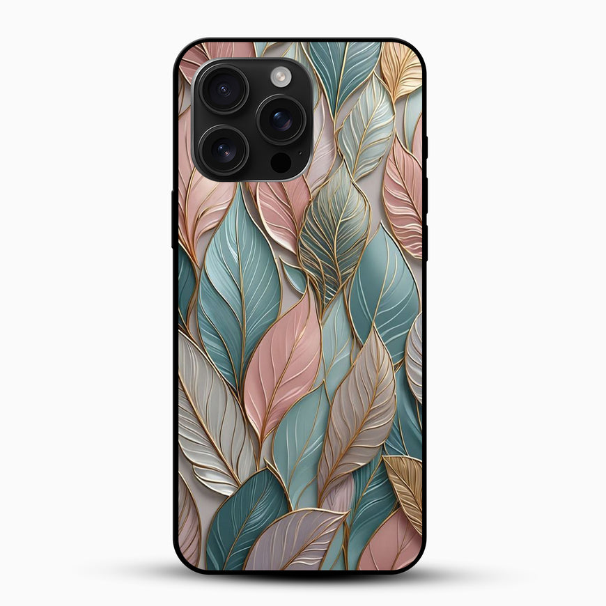 Teal Leaf Pattern Phone Case