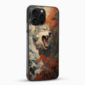 Phone case with a wolf design on a white background