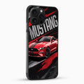 Phone case with a red Mustang on a black background
