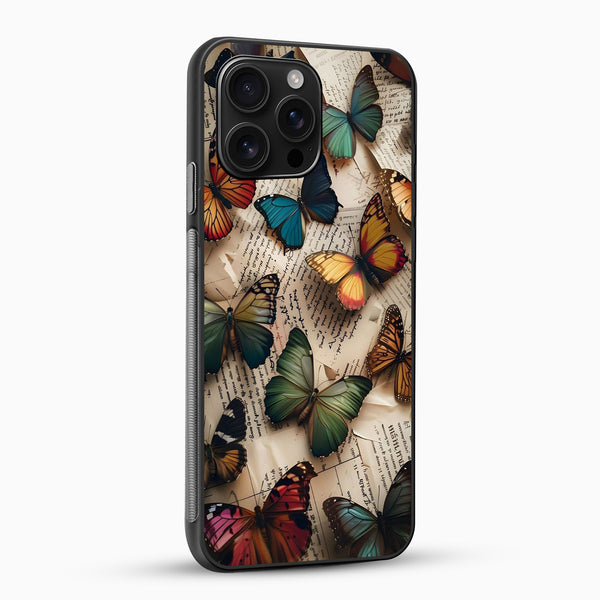 Phone case with colorful butterfly design on a white background