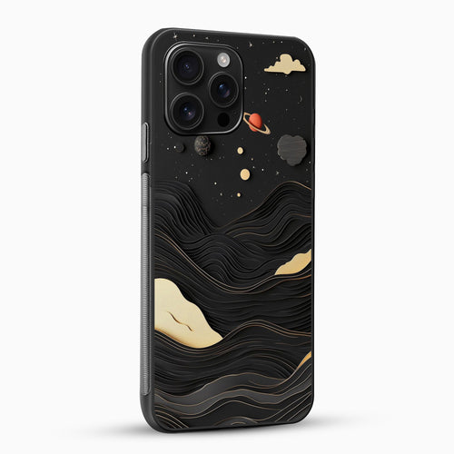Phone case with celestial design on a white background