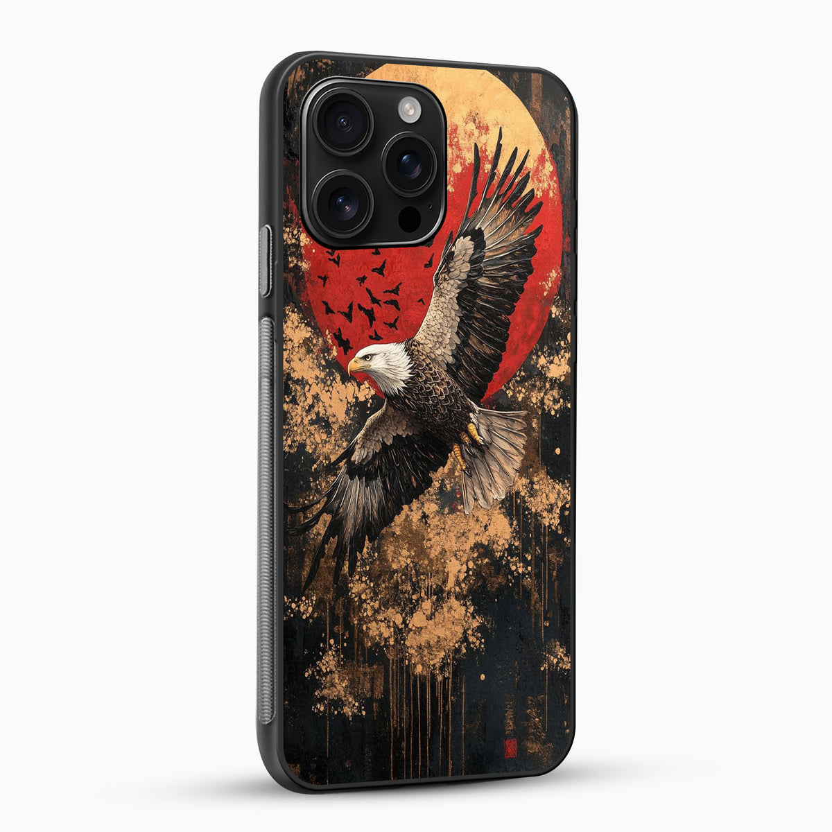 Phone case with an eagle design on a white background