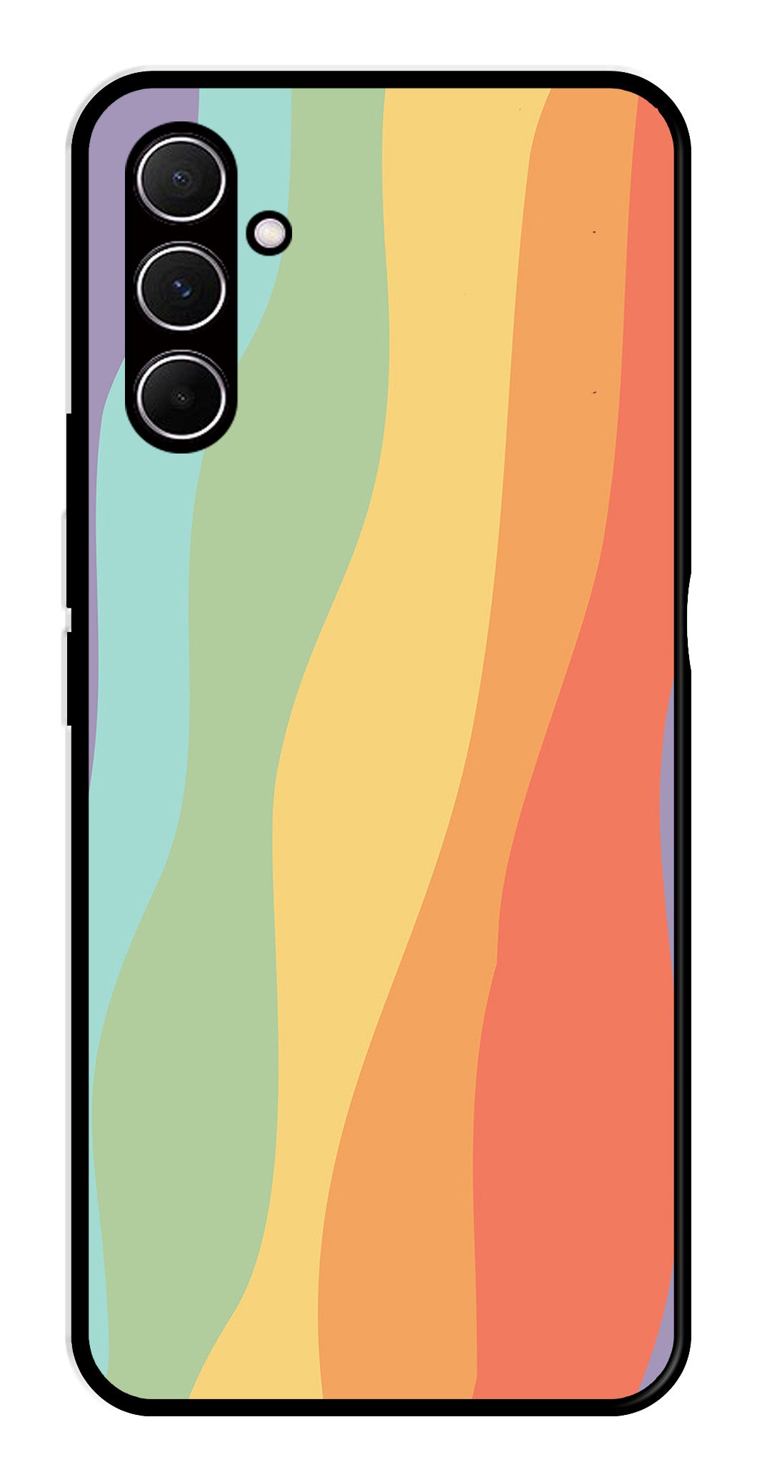 Muted Rainbow Metal Mobile Case for Samsung Galaxy A55 5G   (Design No -02)