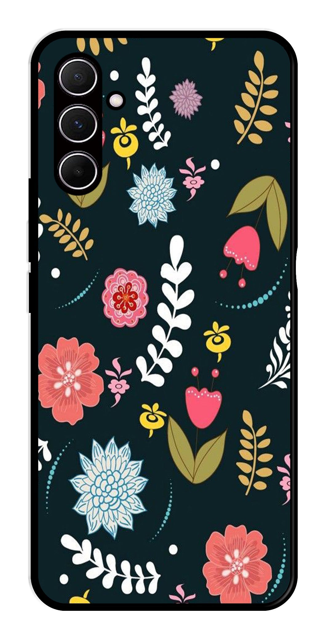 Floral Pattern2 Metal Mobile Case for Samsung Galaxy A55 5G   (Design No -12)
