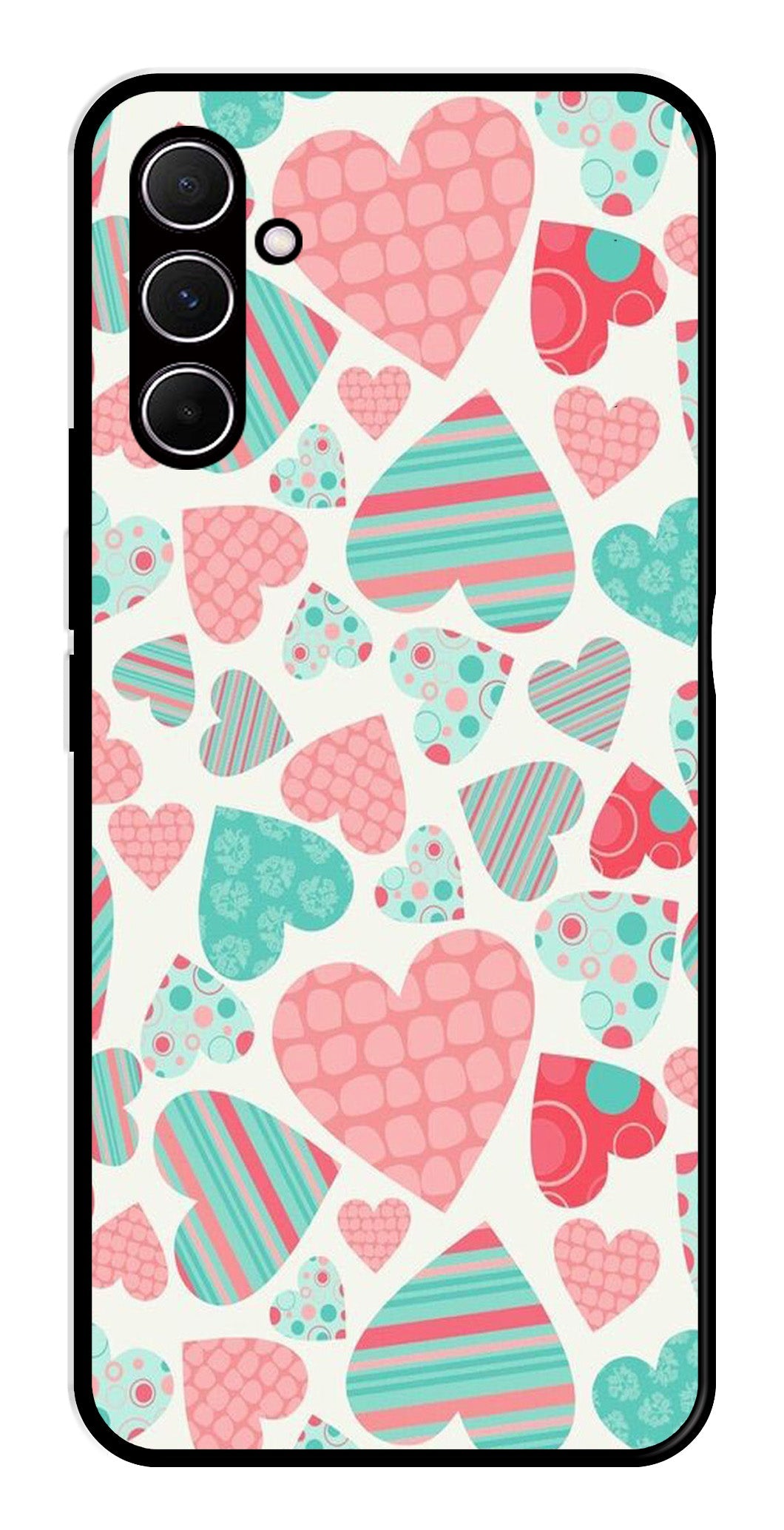 Hearts Pattern Metal Mobile Case for Samsung Galaxy A55 5G   (Design No -22)