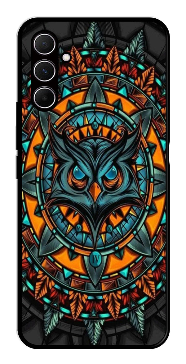 Owl Pattern Metal Mobile Case for Samsung Galaxy A35 5G   (Design No -42)