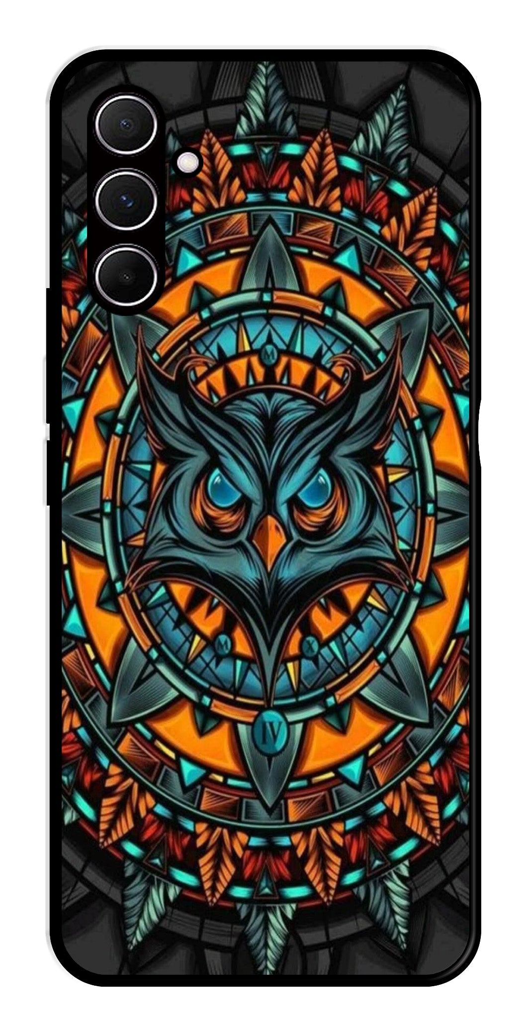 Owl Pattern Metal Mobile Case for Samsung Galaxy A55 5G   (Design No -42)