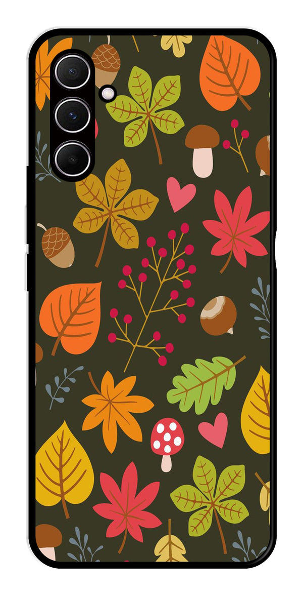 Leaves Design Metal Mobile Case for Samsung Galaxy A35 5G   (Design No -51)