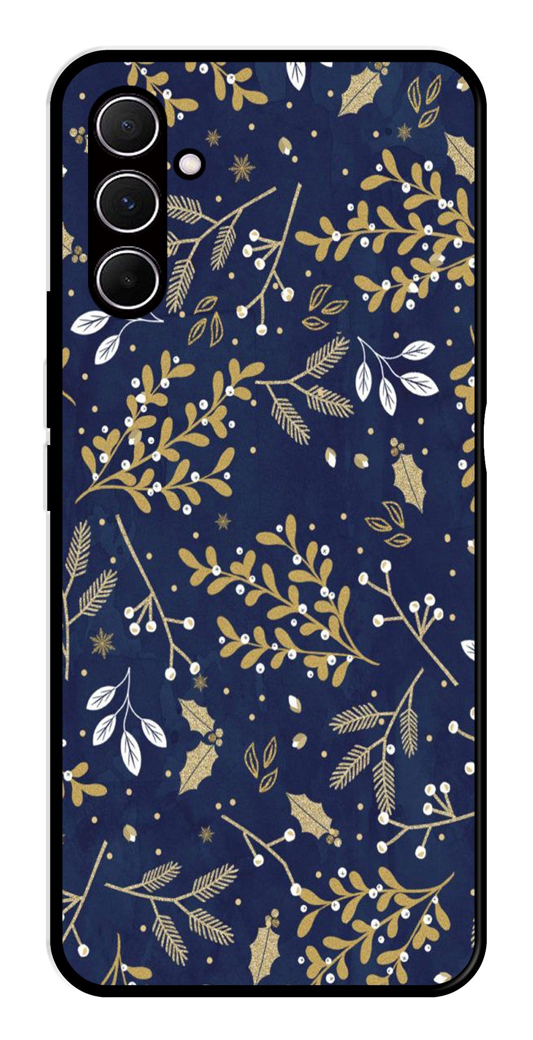 Floral Pattern  Metal Mobile Case for Samsung Galaxy A55 5G   (Design No -52)