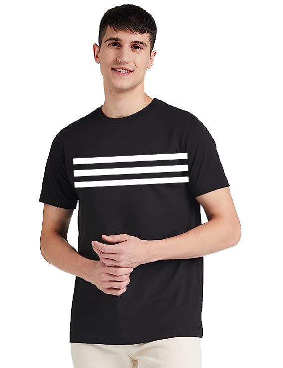 TheStyleO Cotton Half Sleeve Line Shades Tees| T-Shirt