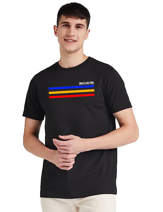 TheStyleO Cotton Half Sleeve Brave & Free Tees| T-Shirt
