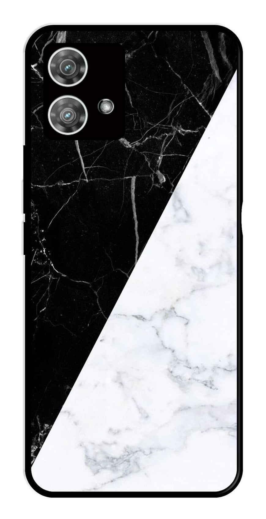 Black White Marble Design Metal Mobile Case for Moto Edge 40 5G   (Design No -09)