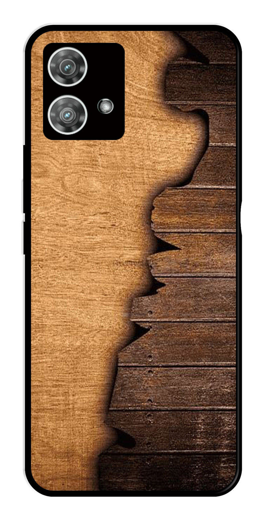 Wooden Design Metal Mobile Case for Moto Edge 40 5G   (Design No -13)
