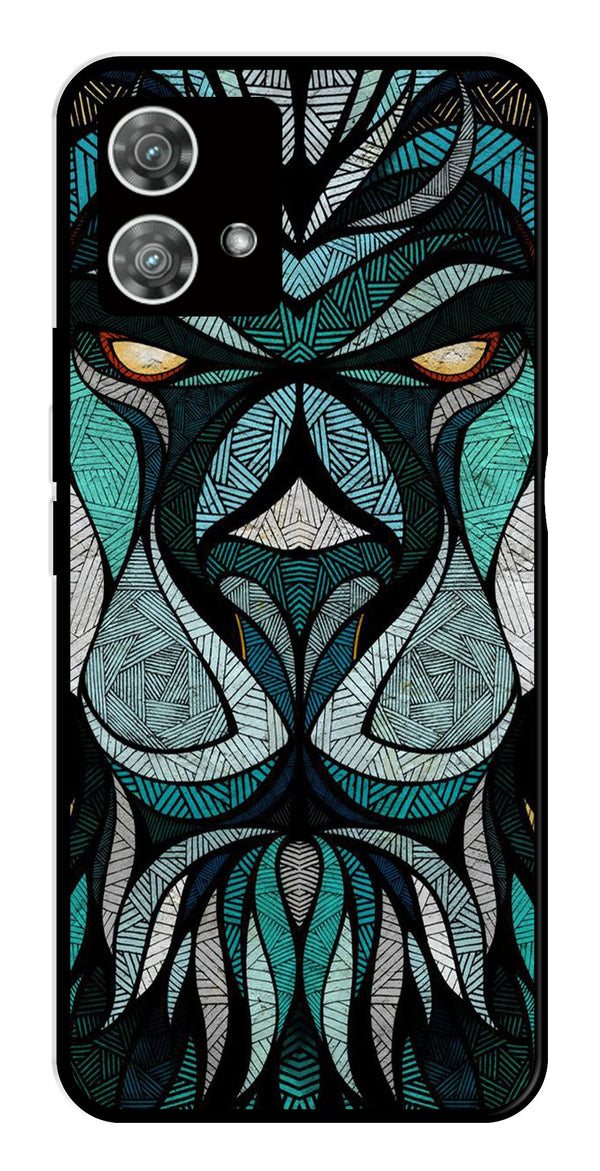 Lion Pattern Metal Mobile Case for Moto Edge 40 5G   (Design No -40)