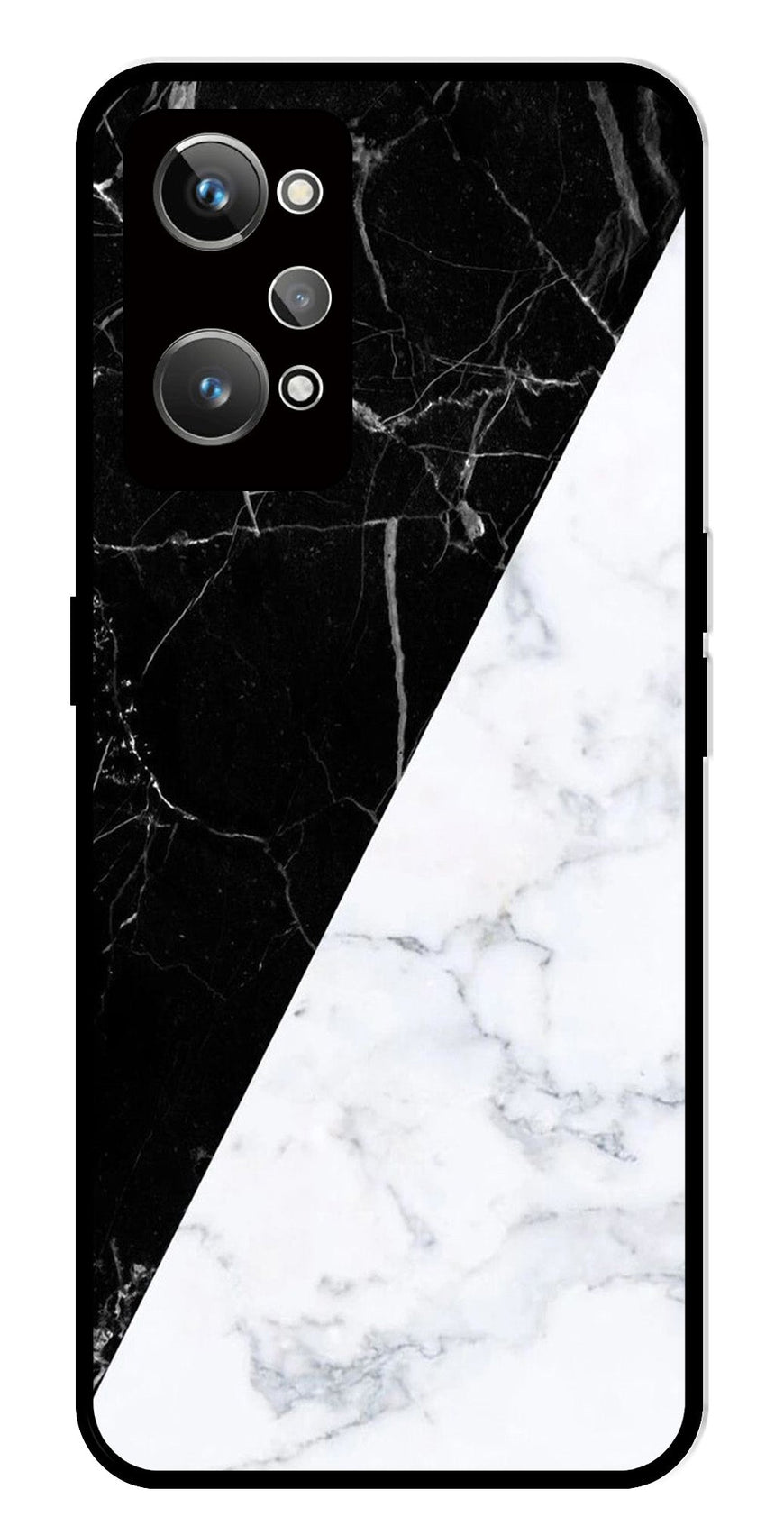 Black White Marble Design Metal Mobile Case for Realme GT 2   (Design No -09)