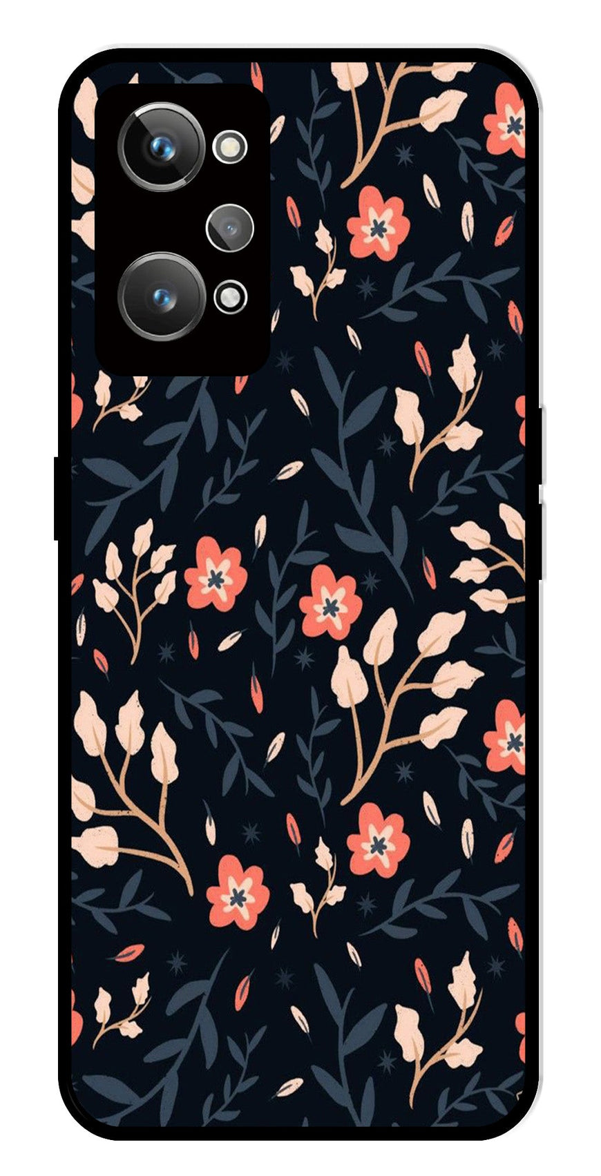 Floral Pattern Metal Mobile Case for Realme GT 2   (Design No -10)