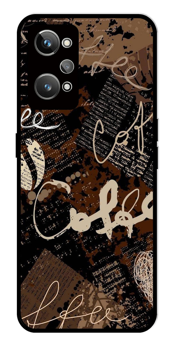 Coffee Pattern Metal Mobile Case for Realme GT 2   (Design No -37)