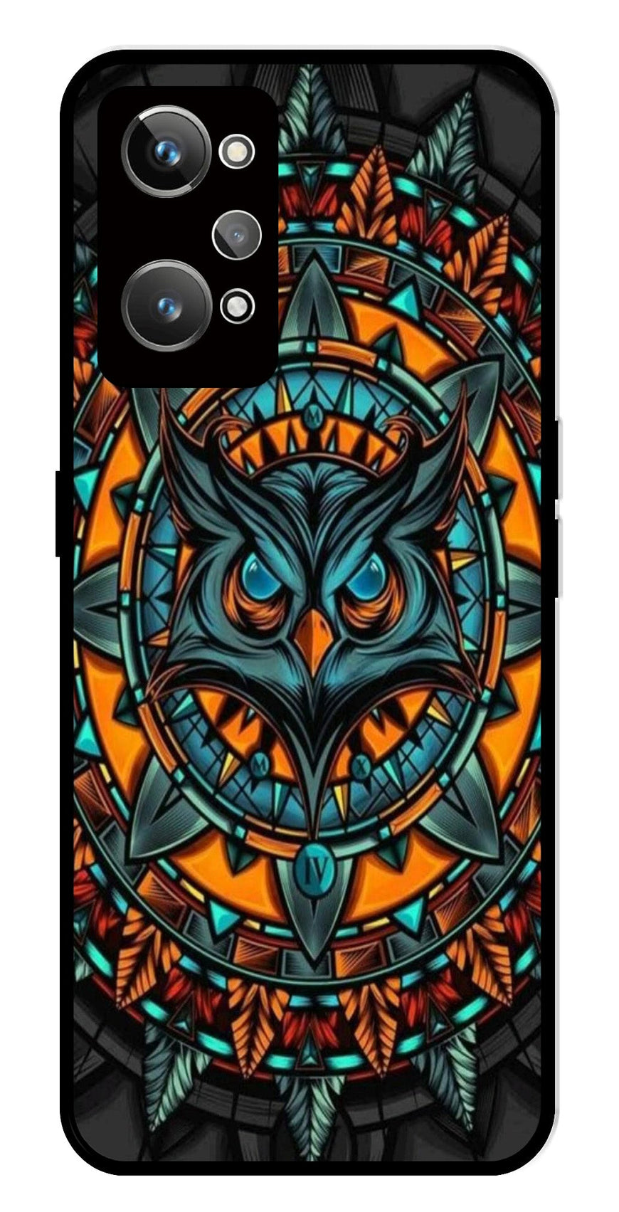 Owl Pattern Metal Mobile Case for Realme GT 2   (Design No -42)