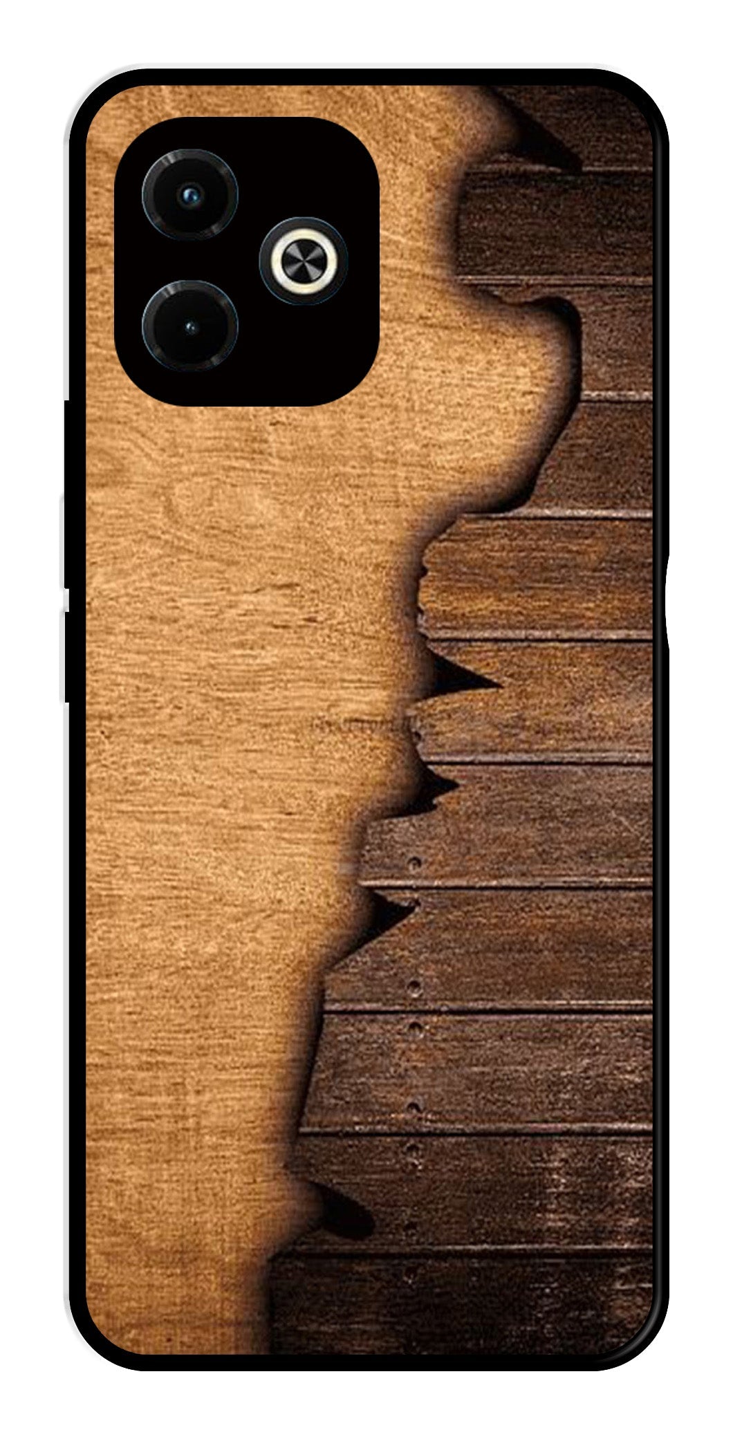 Wooden Design Metal Mobile Case for Infinix Hot 40i   (Design No -13)