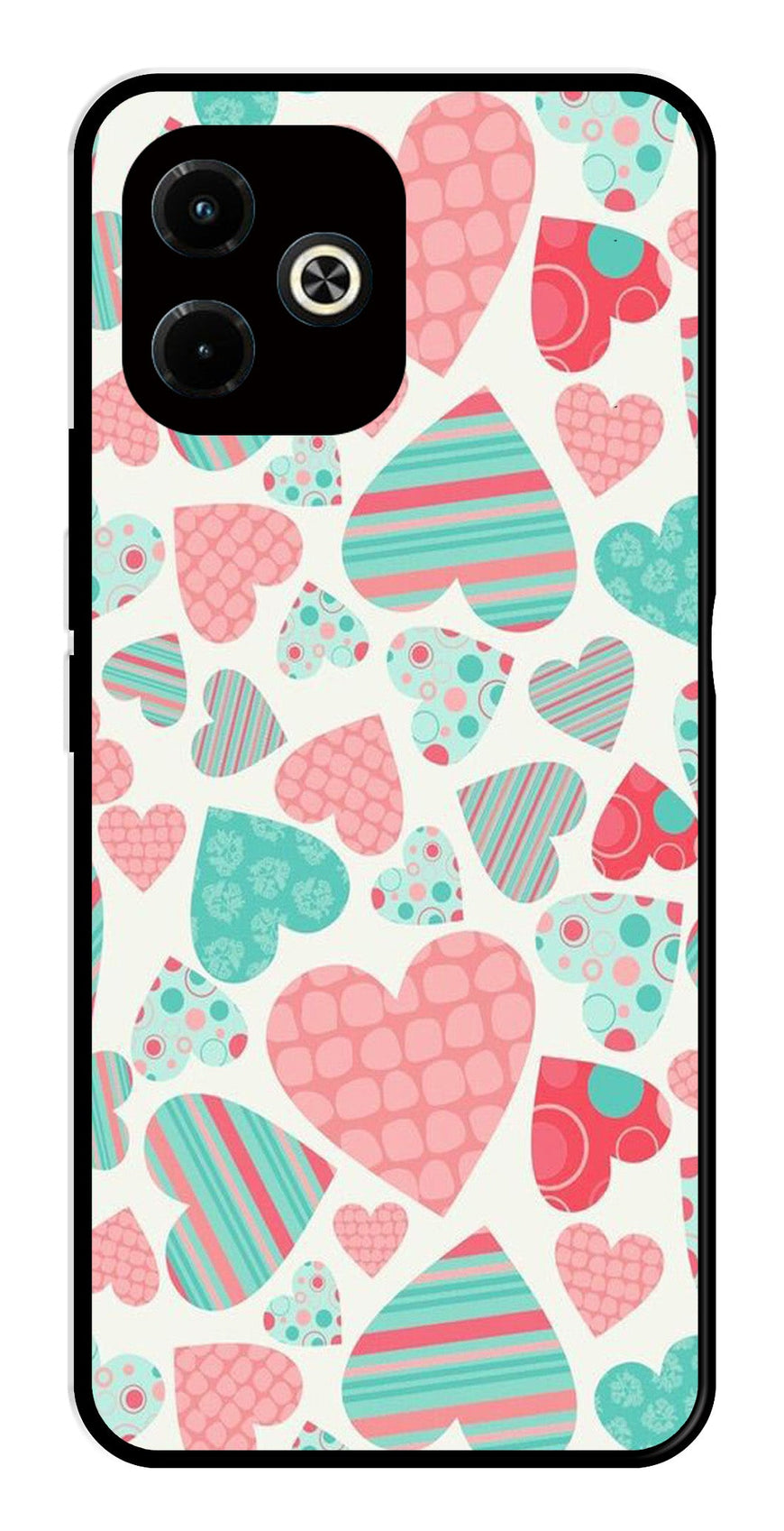 Hearts Pattern Metal Mobile Case for Infinix Hot 40i   (Design No -22)
