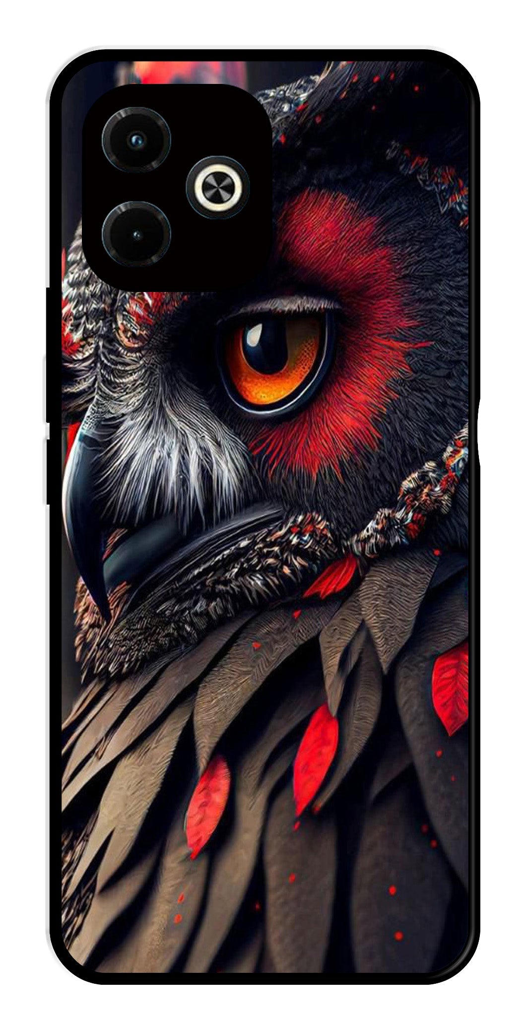 Owl Design Metal Mobile Case for Infinix Hot 40i   (Design No -26)