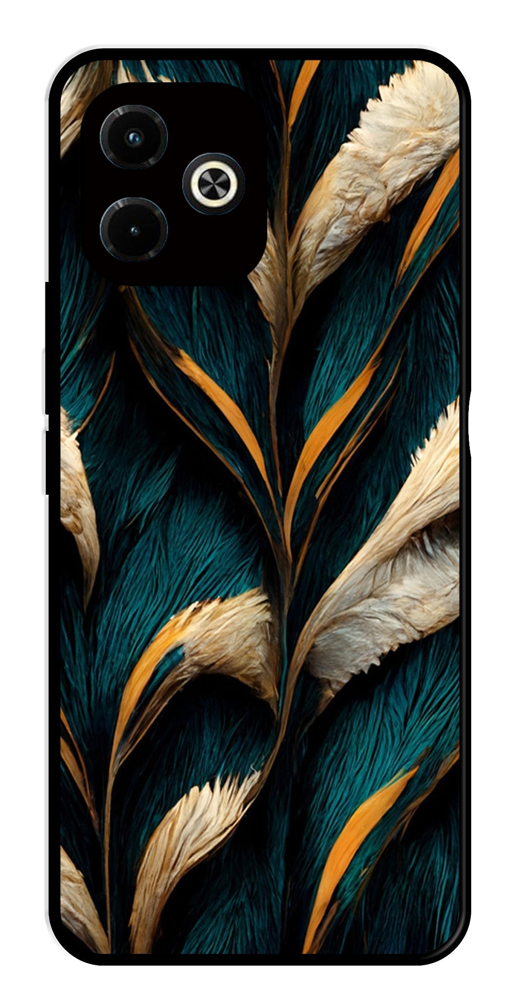 Feathers Metal Mobile Case for Infinix Hot 40i   (Design No -30)