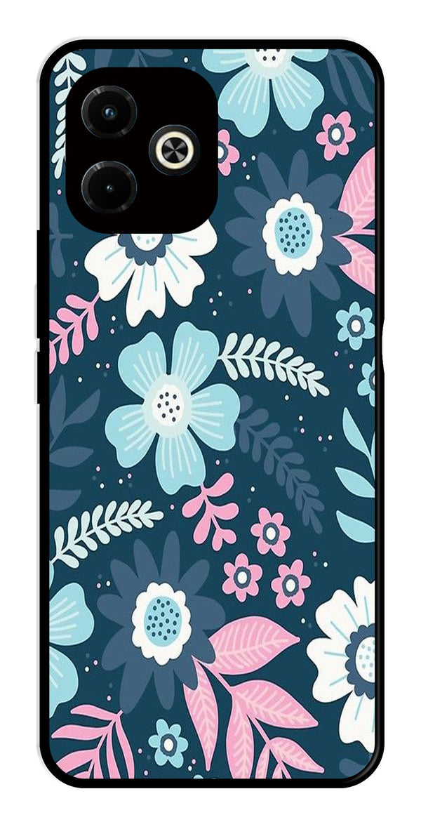 Flower Leaves Design Metal Mobile Case for Infinix Hot 40i   (Design No -50)